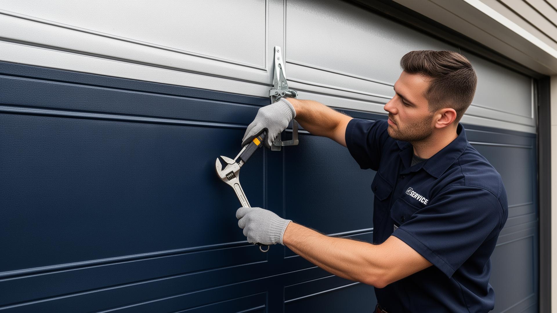 Professional garage door technician at work